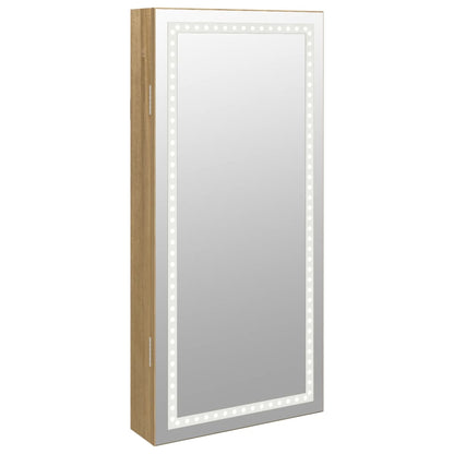 Mirror Jewellery Cabinet with LED Lights Wall Mounted