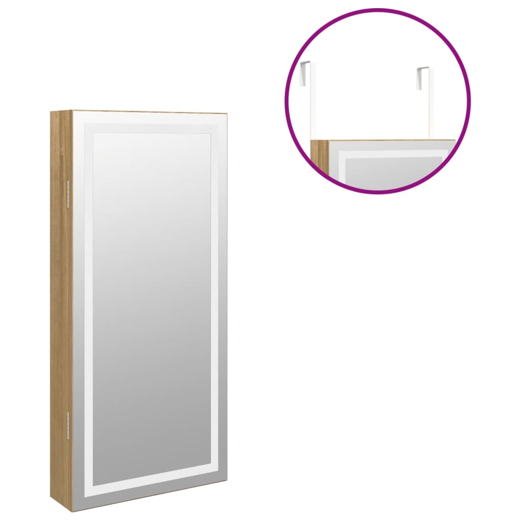 Mirror Jewellery Cabinet with LED Lights Wall Mounted