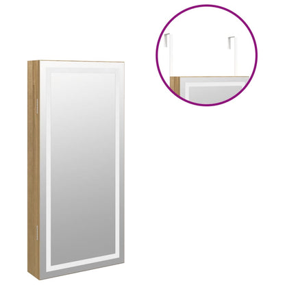 Mirror Jewellery Cabinet with LED Lights Wall Mounted