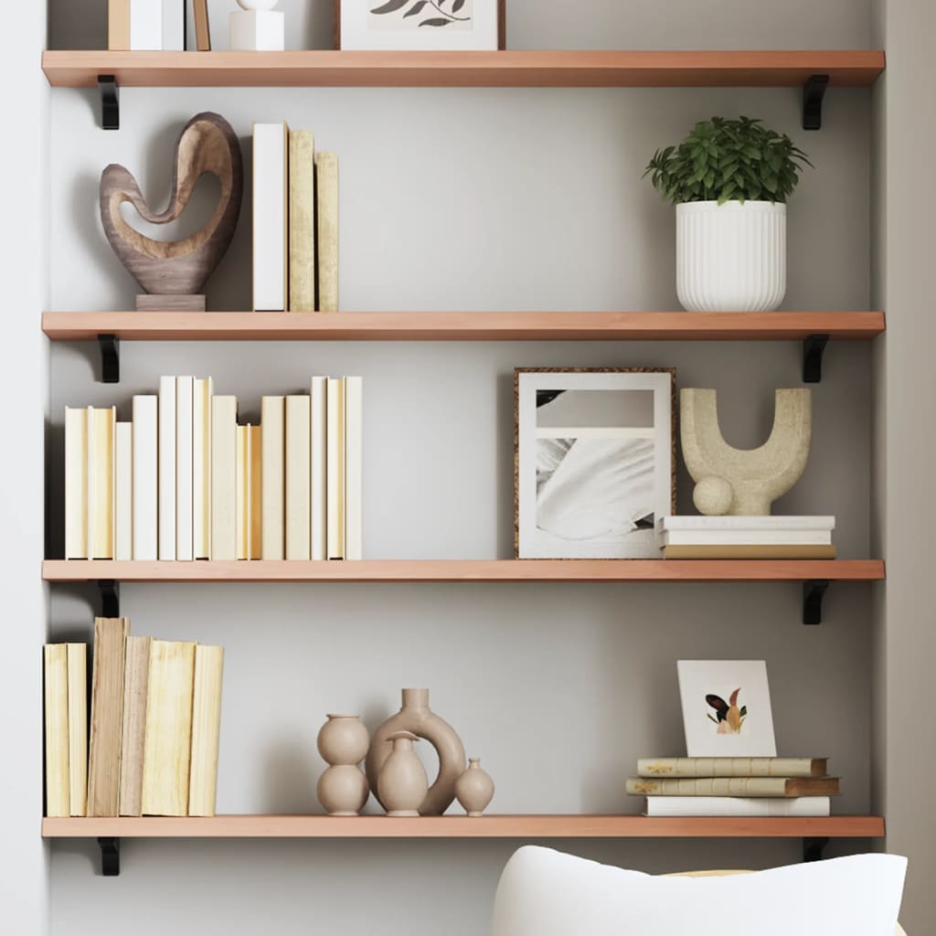 Wall Shelf Light Brown 80x20x2 cm Treated Solid Wood Oak