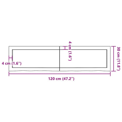 Wall Shelf Light Brown 120x30x(2-4) cm Treated Solid Wood Oak
