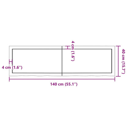 Wall Shelf Light Brown 140x40x(2-4) cm Treated Solid Wood Oak