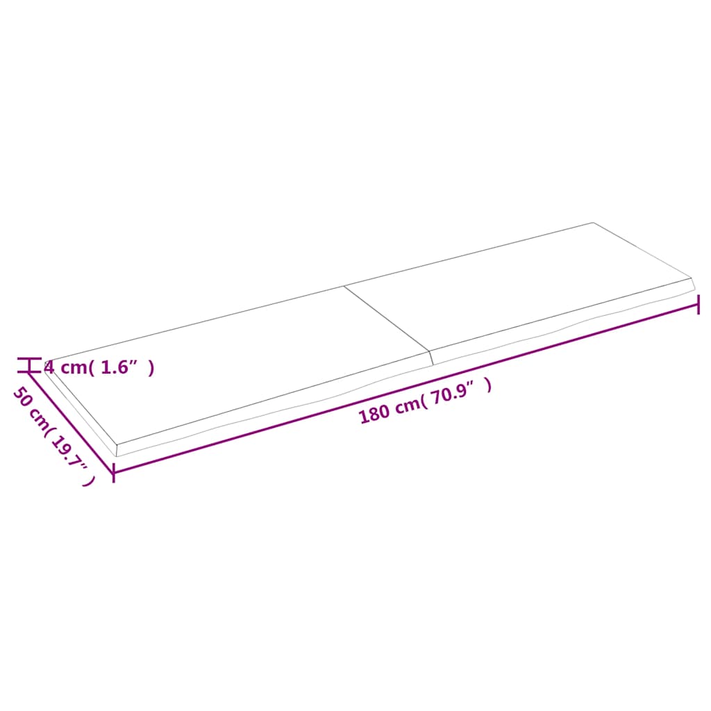 Wall Shelf Light Brown 180x50x(2-4) cm Treated Solid Wood Oak