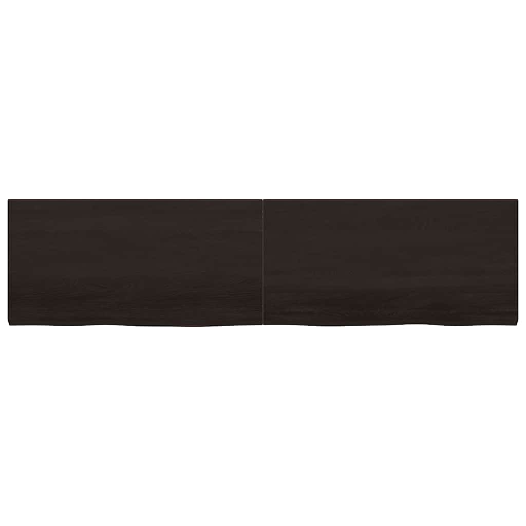 Wall Shelf Dark Brown 200x50x(2-4) cm Treated Solid Wood Oak