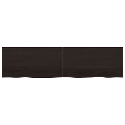 Wall Shelf Dark Brown 200x50x(2-4) cm Treated Solid Wood Oak
