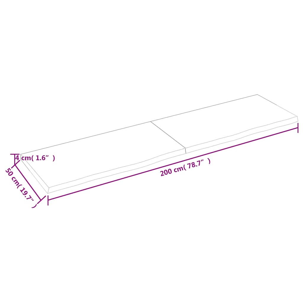 Wall Shelf Dark Brown 200x50x(2-4) cm Treated Solid Wood Oak