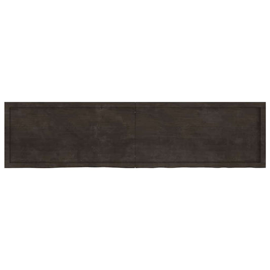 Wall Shelf Dark Brown 200x50x(2-6) cm Treated Solid Wood Oak
