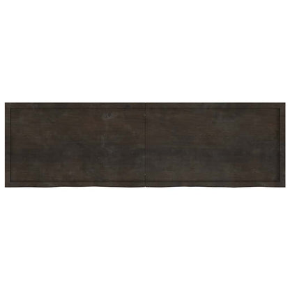 Wall Shelf Dark Brown 200x60x(2-4) cm Treated Solid Wood Oak