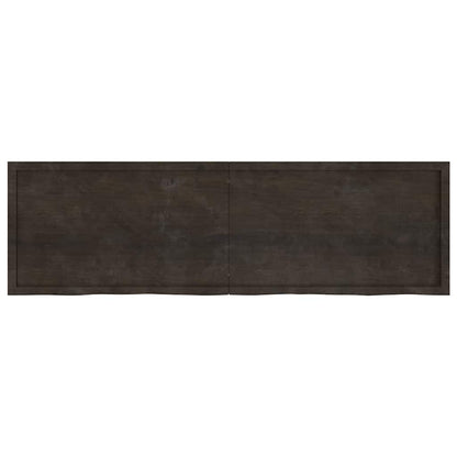 Wall Shelf Dark Brown 200x60x(2-4) cm Treated Solid Wood Oak