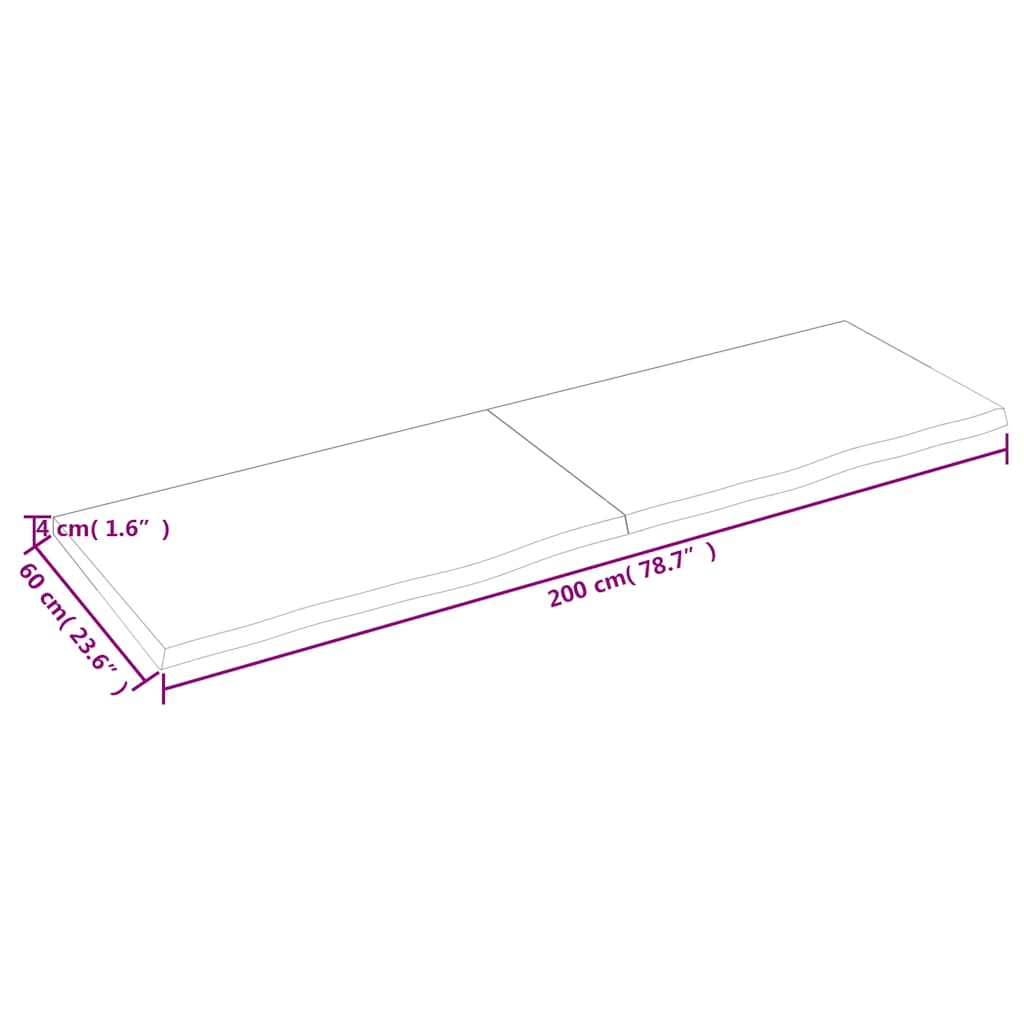 Wall Shelf Dark Brown 200x60x(2-4) cm Treated Solid Wood Oak