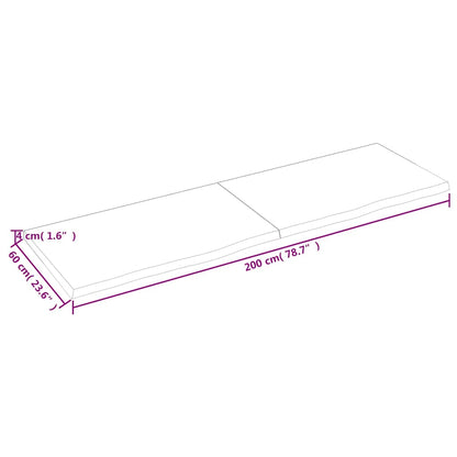 Wall Shelf Dark Brown 200x60x(2-4) cm Treated Solid Wood Oak