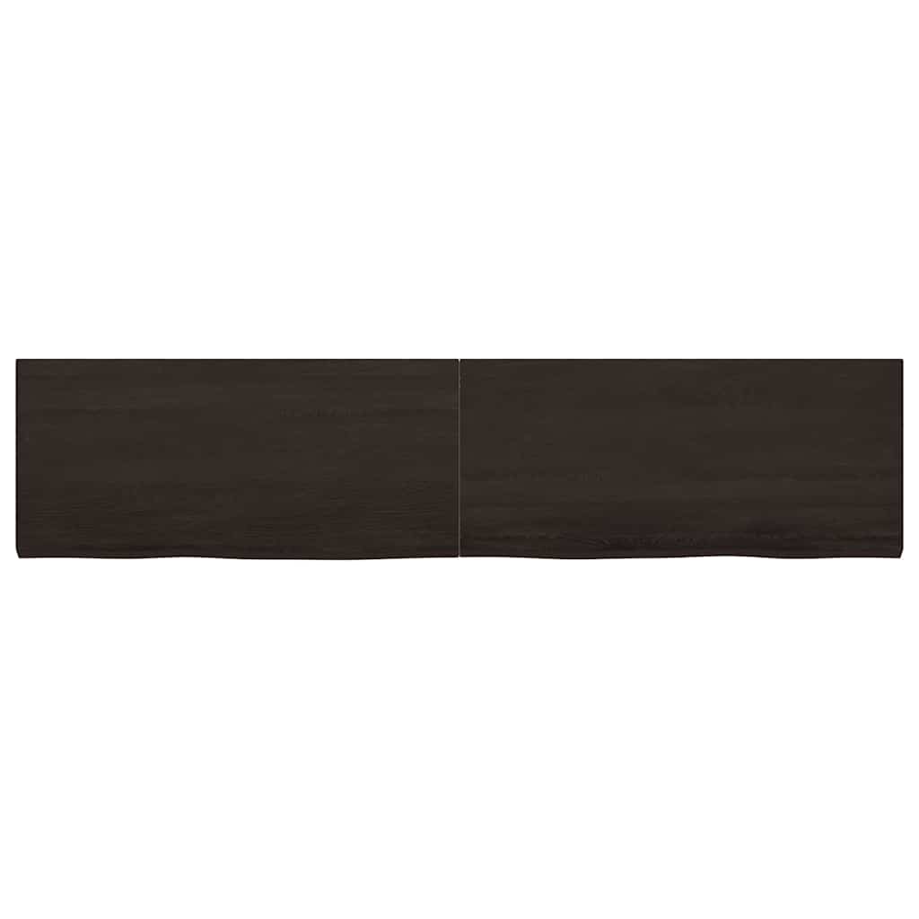 Wall Shelf Dark Brown 220x50x(2-4) cm Treated Solid Wood Oak