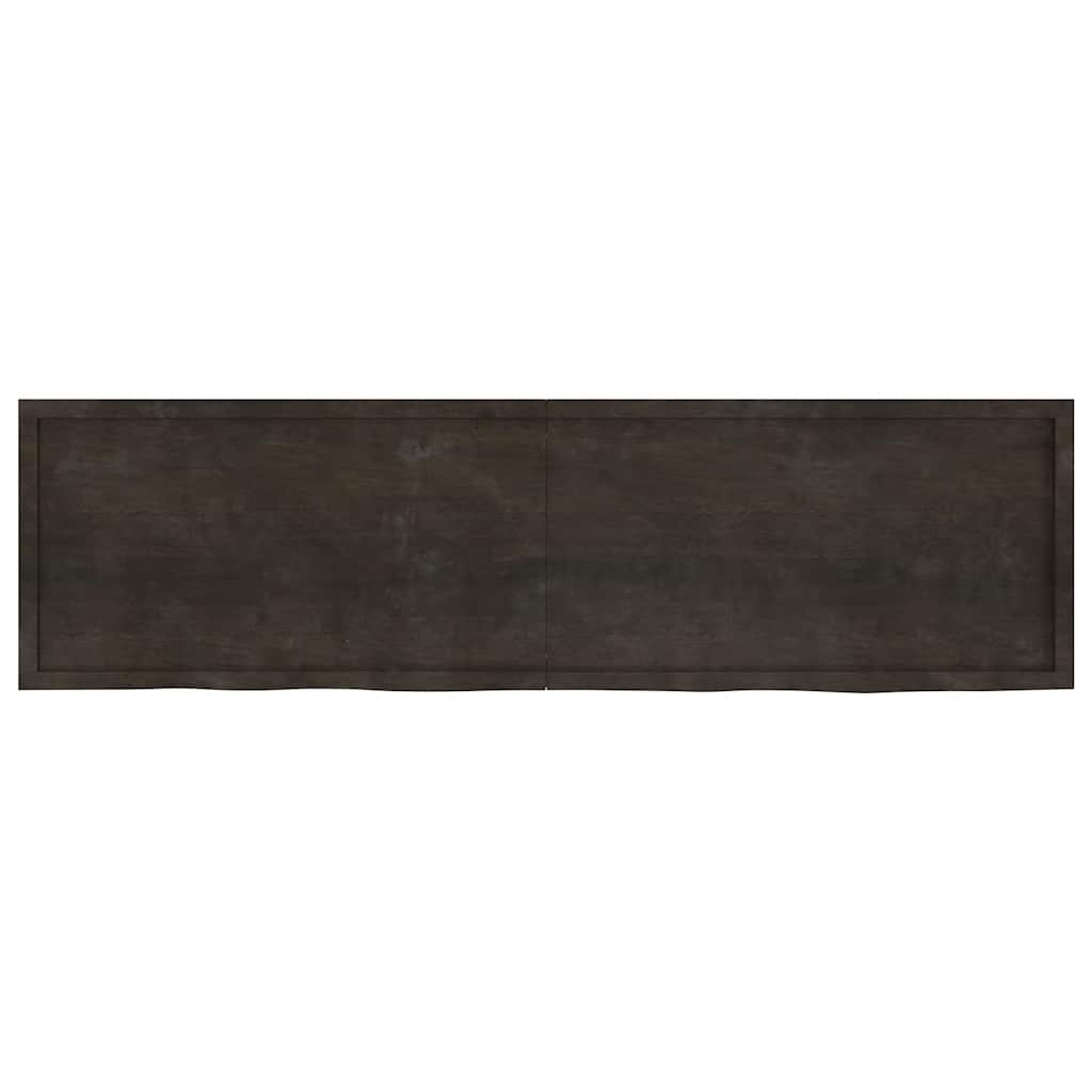 Wall Shelf Dark Brown 220x60x(2-4) cm Treated Solid Wood Oak