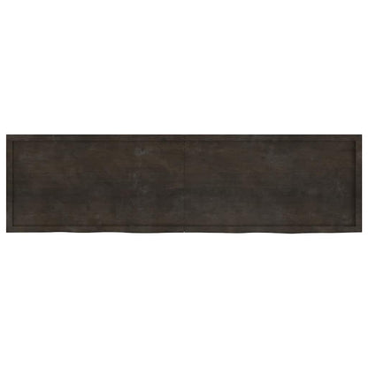 Wall Shelf Dark Brown 220x60x(2-4) cm Treated Solid Wood Oak
