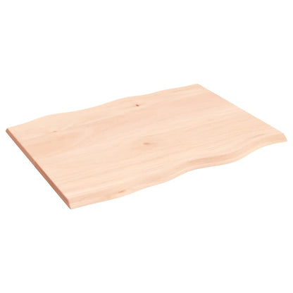 Table Top 80x60x2 cm Untreated Solid Wood Oak Live Edge