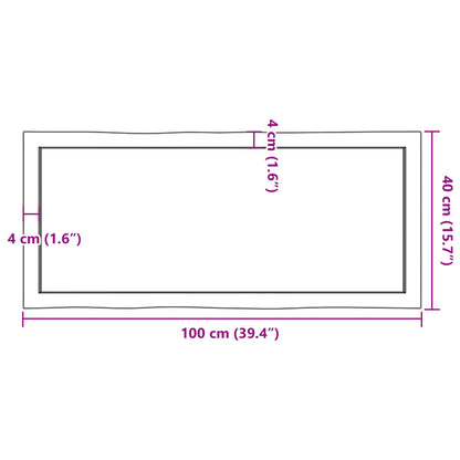 Table Top 100x40x(2-4) cm Untreated Solid Wood Live Edge