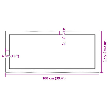Table Top 100x40x(2-6) cm Untreated Solid Wood Live Edge