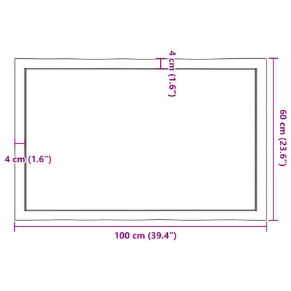 Table Top 100x60x(2-4) cm Untreated Solid Wood Live Edge