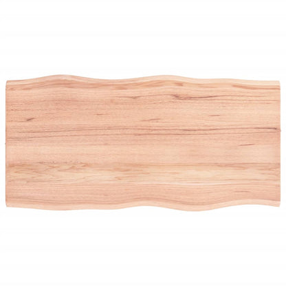 Table Top Light Brown 80x40x2 cm Treated Solid Wood Oak Live Edge