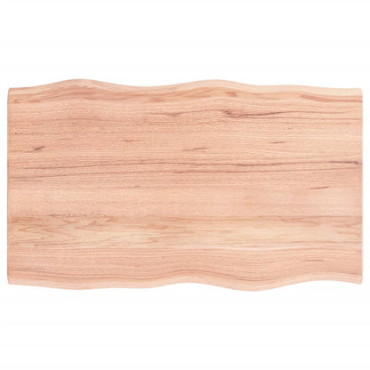 Table Top Light Brown 100x60x2 cm Treated Solid Wood Oak Live Edge