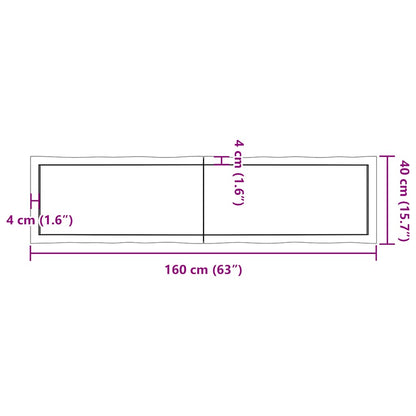 Table Top Light Brown 160x40x(2-4)cm Treated Solid Wood Live Edge