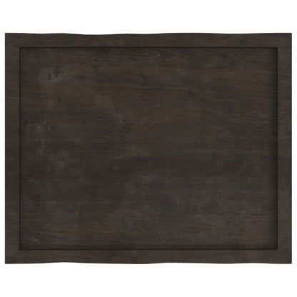Table Top Dark Brown 80x60x(2-4) cm Treated Solid Wood Live Edge