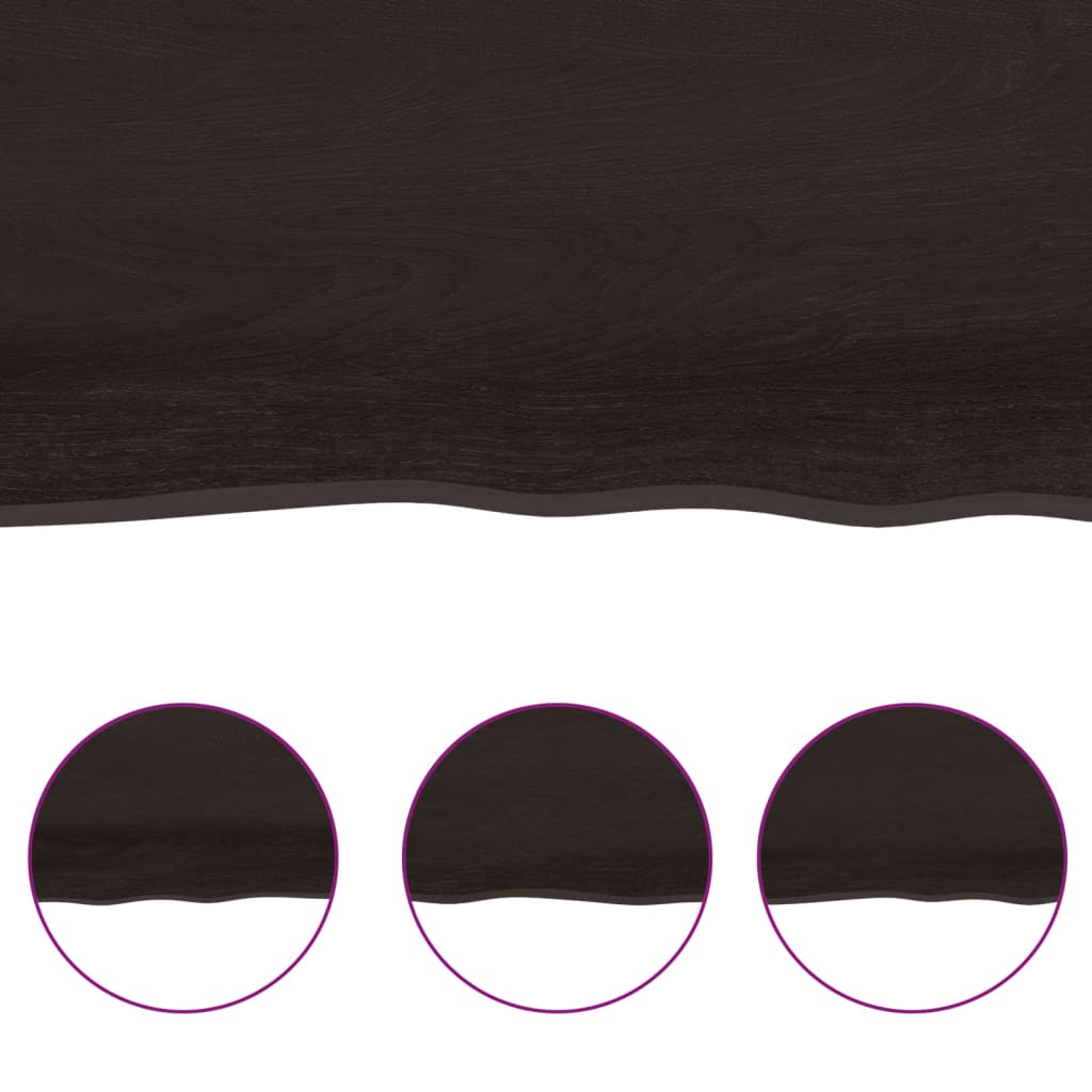 Table Top Dark Brown 80x60x(2-4) cm Treated Solid Wood Live Edge