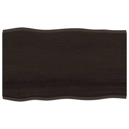 Table Top Dark Brown 100x60x2 cm Treated Solid Wood Oak Live Edge