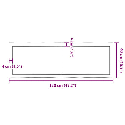 Table Top Dark Brown 120x40x(2-6) cm Treated Solid Wood Live Edge