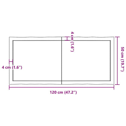 Table Top Dark Brown 120x50x(2-6) cm Treated Solid Wood Live Edge