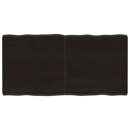 Table Top Dark Brown 120x60x(2-6) cm Treated Solid Wood Live Edge