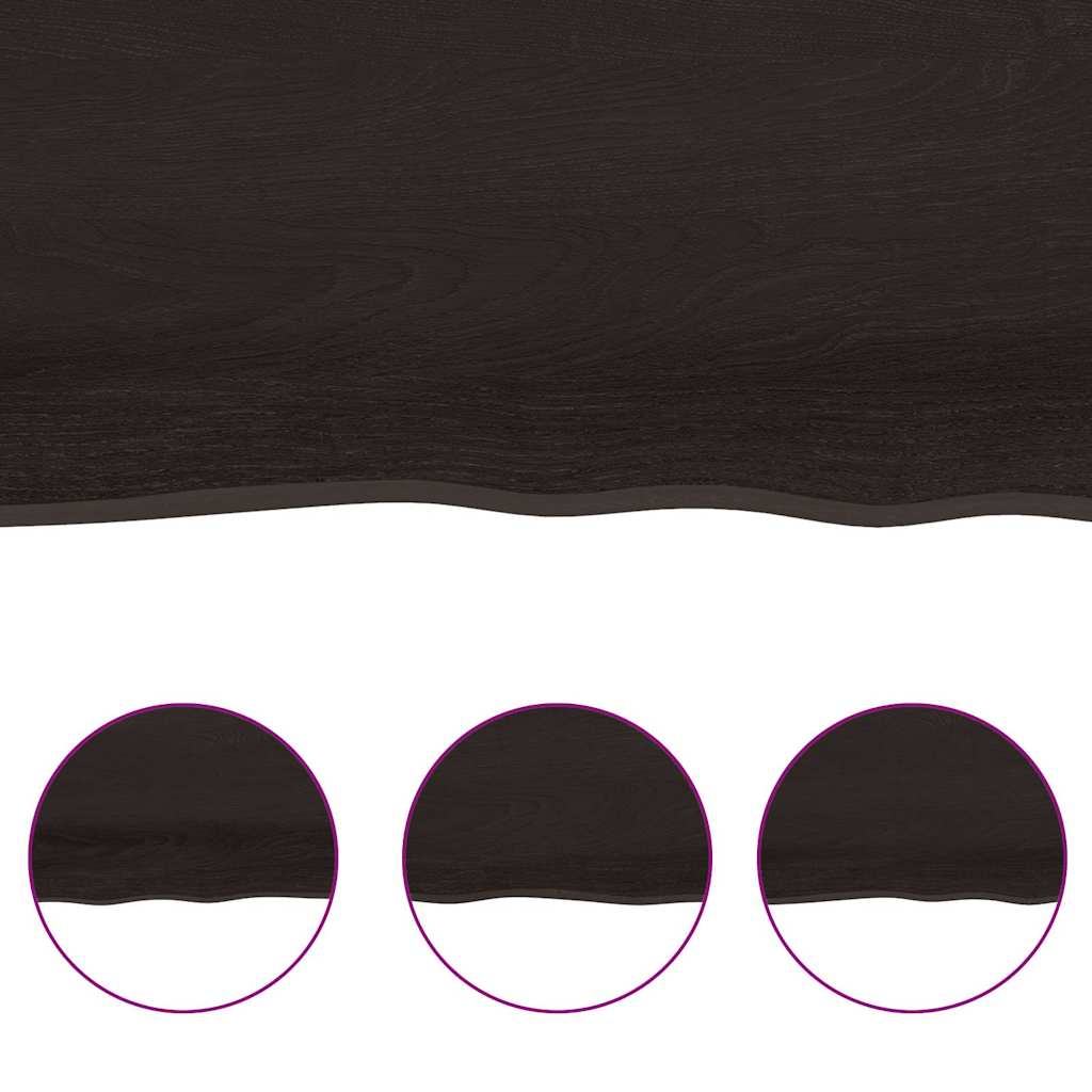 Table Top Dark Brown 120x60x(2-6) cm Treated Solid Wood Live Edge