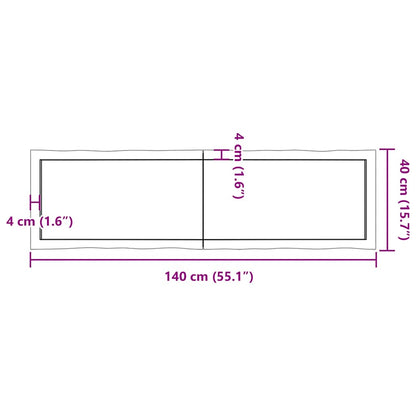 Table Top Dark Brown 140x40x(2-6) cm Treated Solid Wood Live Edge