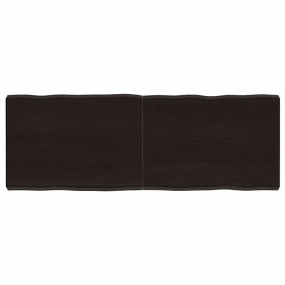 Table Top Dark Brown 140x50x(2-6) cm Treated Solid Wood Live Edge