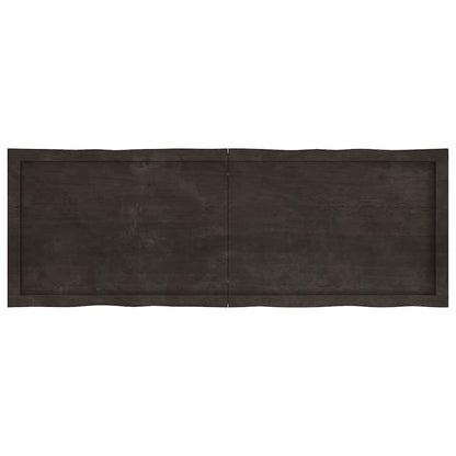 Table Top Dark Brown 140x50x(2-6) cm Treated Solid Wood Live Edge