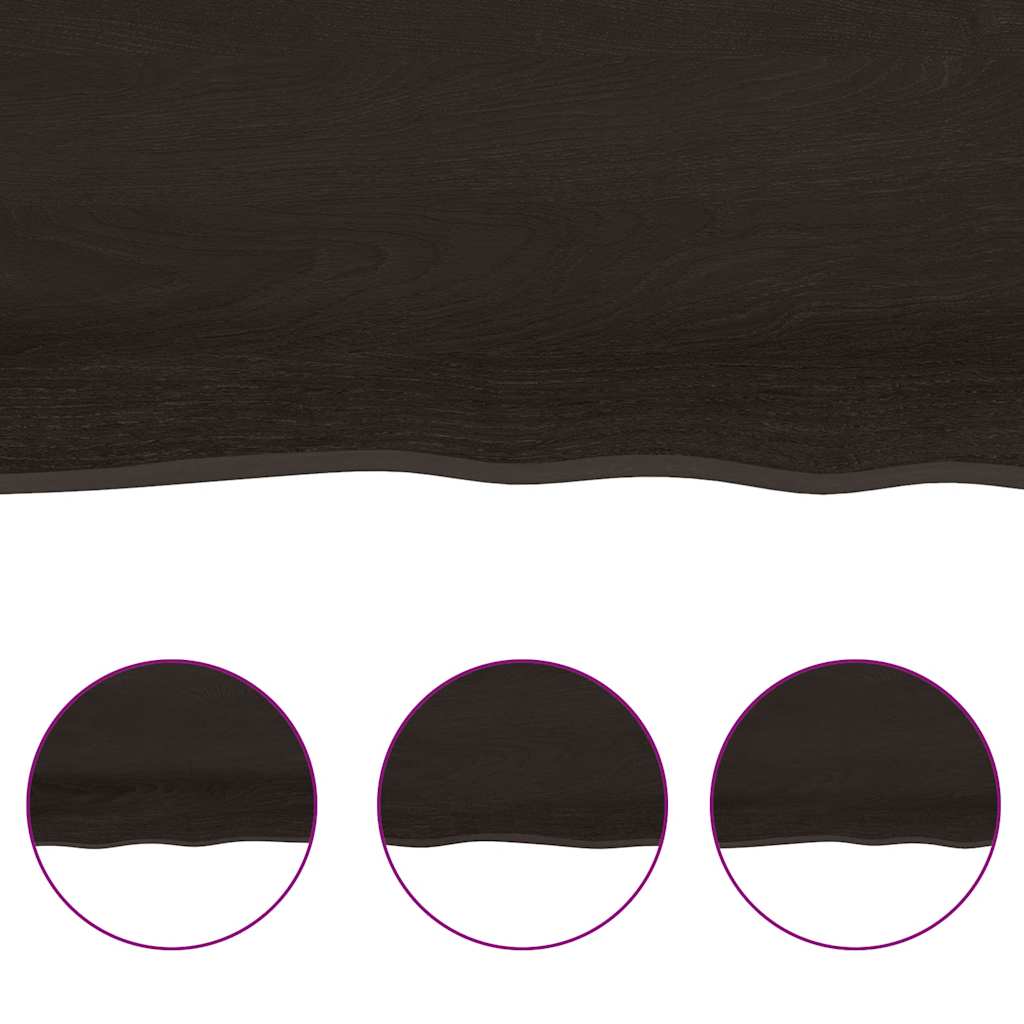 Table Top Dark Brown 140x50x(2-6) cm Treated Solid Wood Live Edge