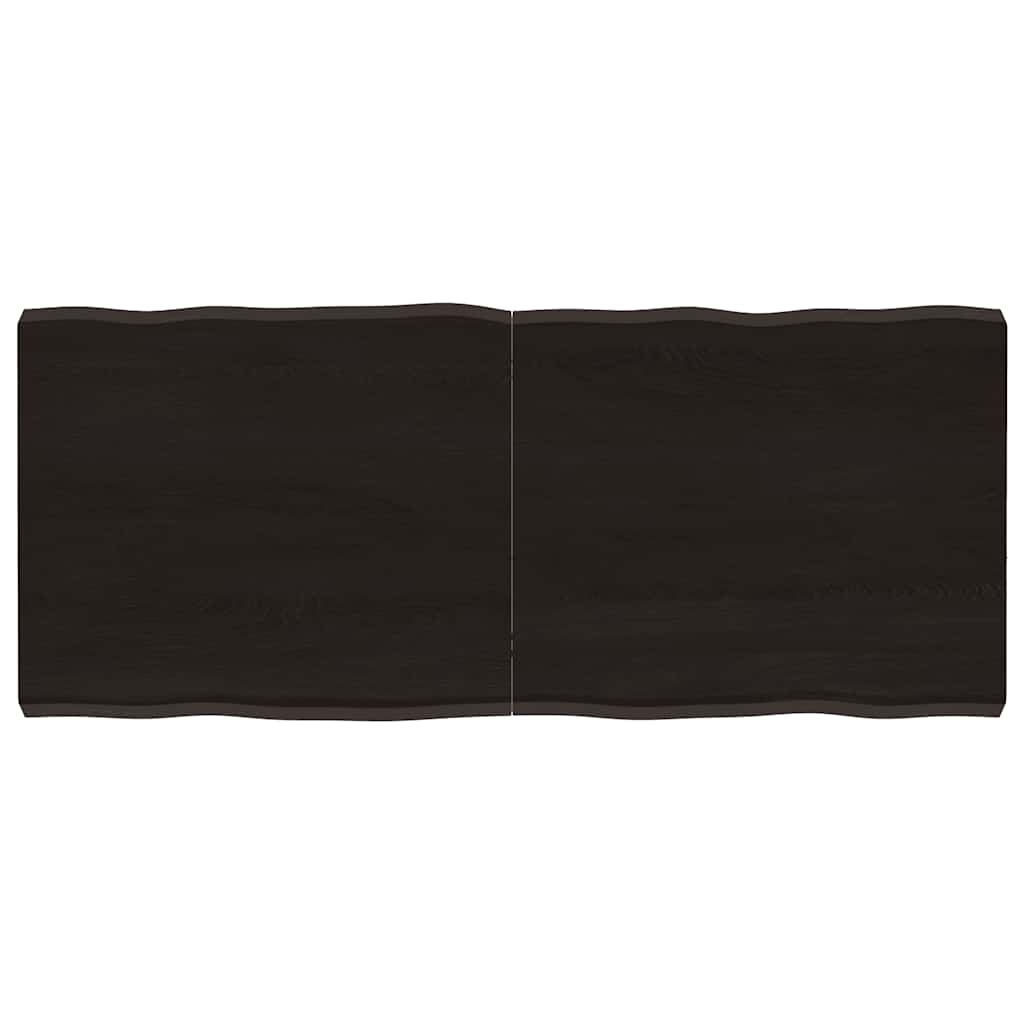 Table Top Dark Brown 140x60x(2-6) cm Treated Solid Wood Live Edge