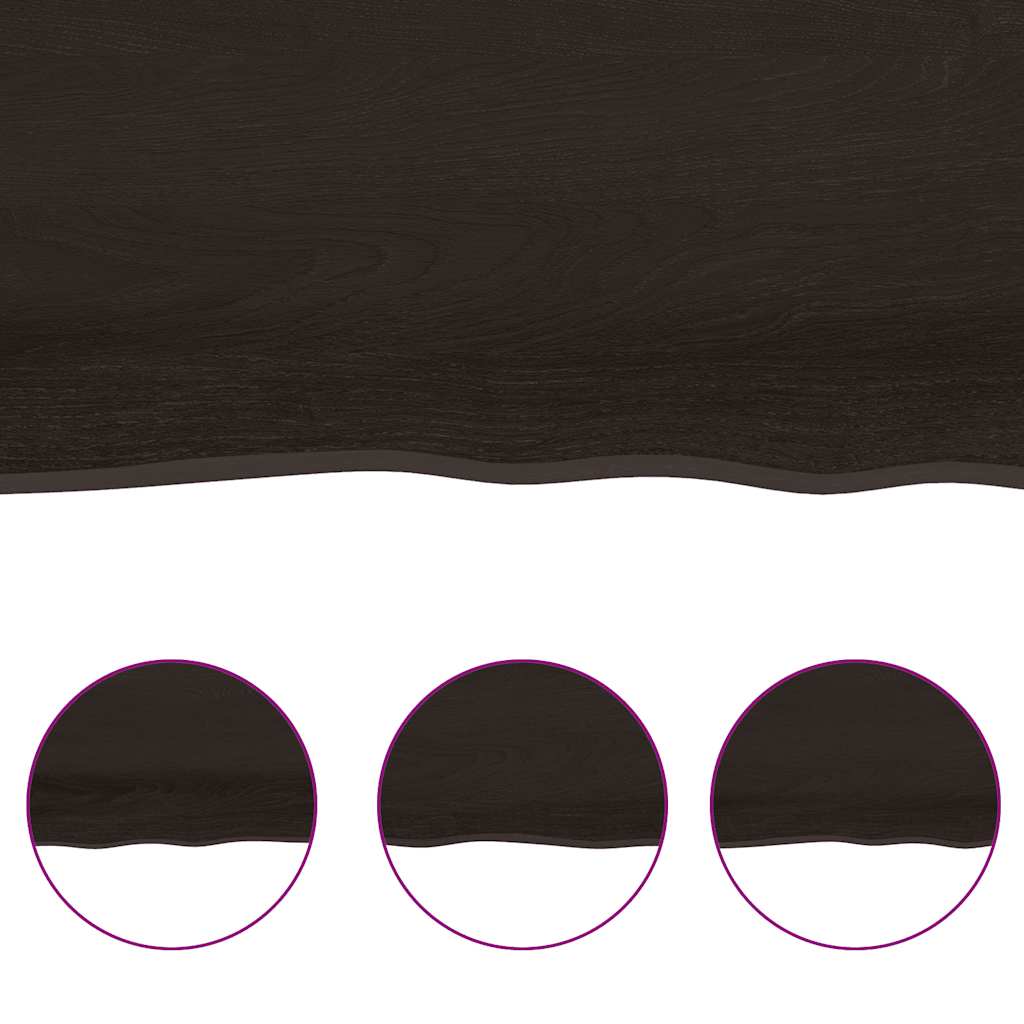 Table Top Dark Brown 180x60x(2-6) cm Treated Solid Wood Live Edge