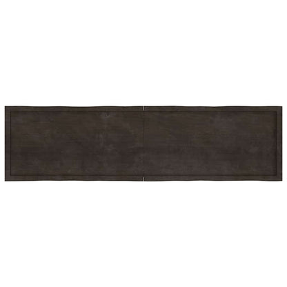 Table Top Dark Brown 200x50x(2-4) cm Treated Solid Wood Live Edge