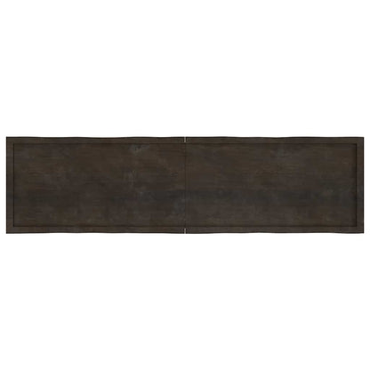 Table Top Dark Brown 200x50x(2-6) cm Treated Solid Wood Live Edge