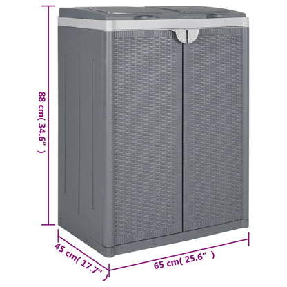 Trash Bin with 2 Doors Grey 65x45x88 cm PP