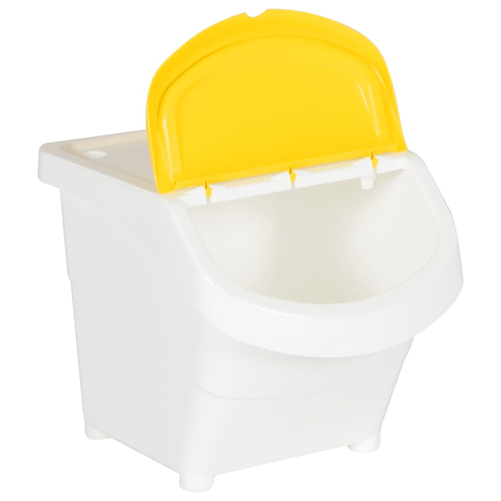 Stackable Waste Bins with Lids 3 pcs White PP 78 L