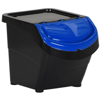 Stackable Waste Bins with Lids 3 pcs Black PP 78 L
