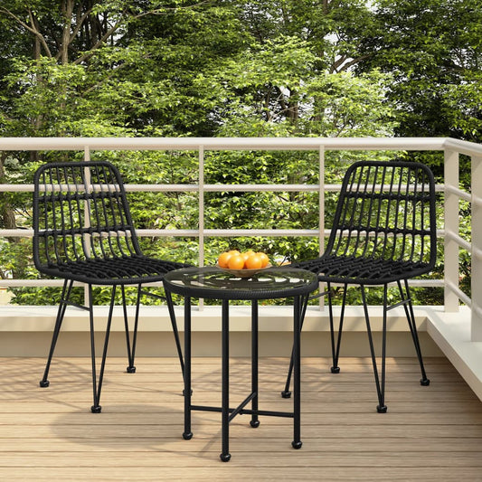 Garden Dining Set | Black | Steel, Polyethylene with a Rattan Look