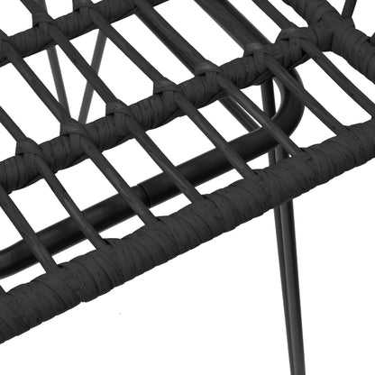 Garden Dining Set | Black | PE rattan, steel, tempered glass
