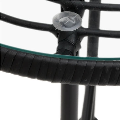 Garden Dining Set | Black | PE rattan, steel, tempered glass