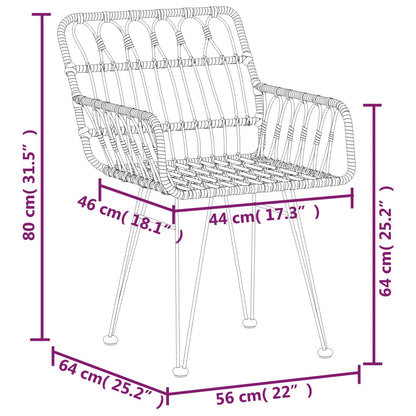 Garden Dining Set | Black | PE rattan, steel, tempered glass