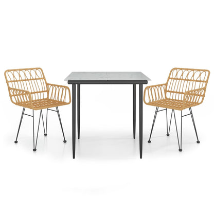 Garden Dining Set | Black | Steel, Tempered Glass, Polyethylene | Medium