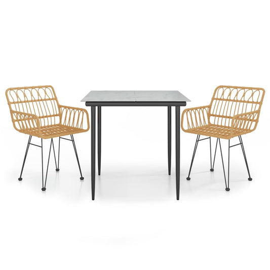 Garden Dining Set | Black | Steel, Tempered Glass, Polyethylene | Medium