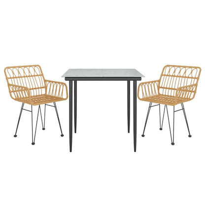 Garden Dining Set | Black | Steel, Tempered Glass, Polyethylene | Medium